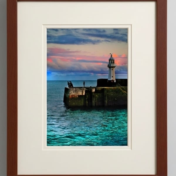 Mevagissey Lighthouse Fishing Print - Cornwall Wall Art