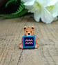 Aquarius Bear Pin, Handmade Tiny Star Sign Wooden Teddy Badge