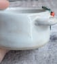 Small ceramic tealight holder with sculpted holly, white glaze - Image 6
