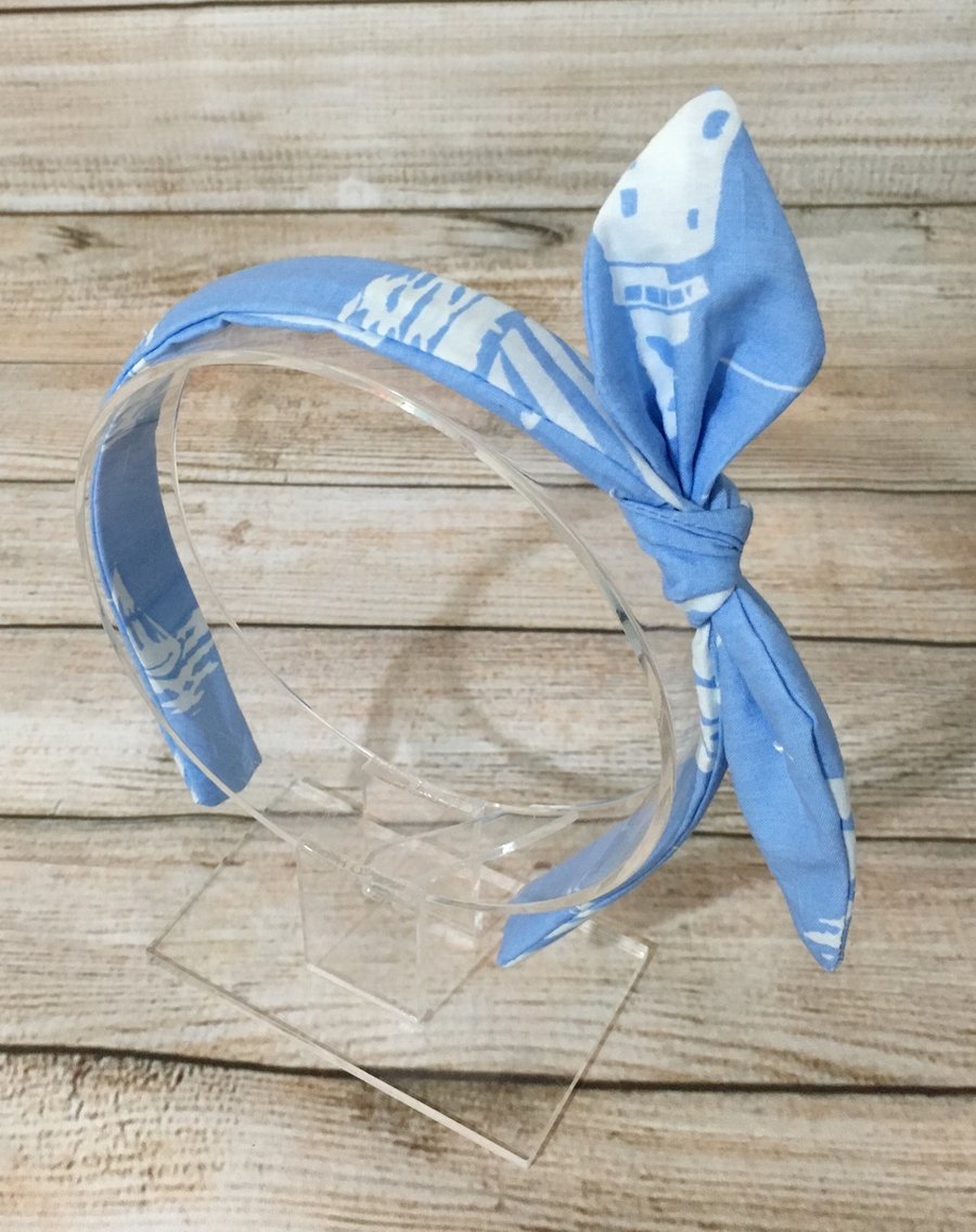 Fabric Headband featuring Cath Kidston Fabric Blue pictoral