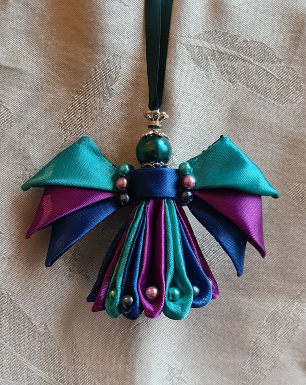 Ribbon Angel - Turquoise Purple and Royal Blue