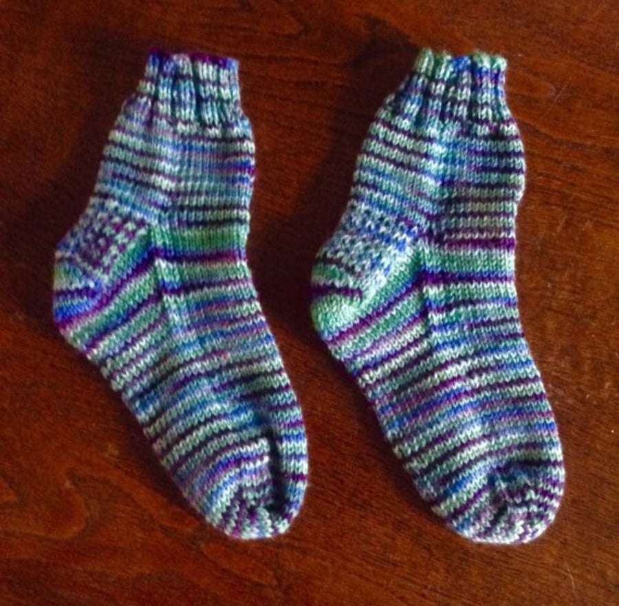 Hand Knit Blue Children’s Socks Wool