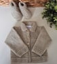 Designer Merino Wool Hand Knitted Baby Jacket & Matching Booties Set 0-3 months  - Image 7