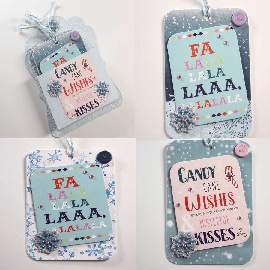 Candy Cane Falalala Christmas Gift Tag Set of 4 Set 1