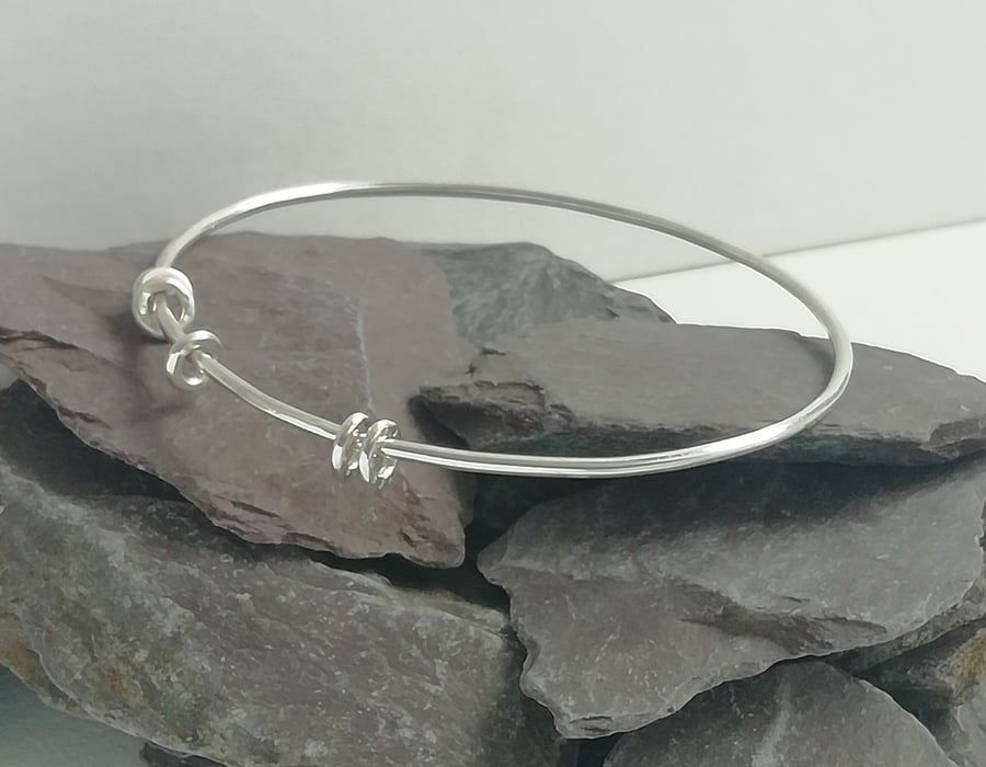 Sterling Silver Bangle with Little Rings