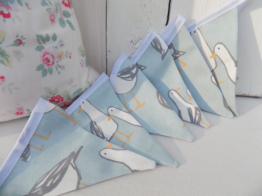 Handmade Quality Fabric Bunting Made from Cute Sea Gull Fabric