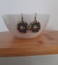 MULTI COLOURED ANTIQUE BRONZE DANGLE EARRINGS. - Image 1