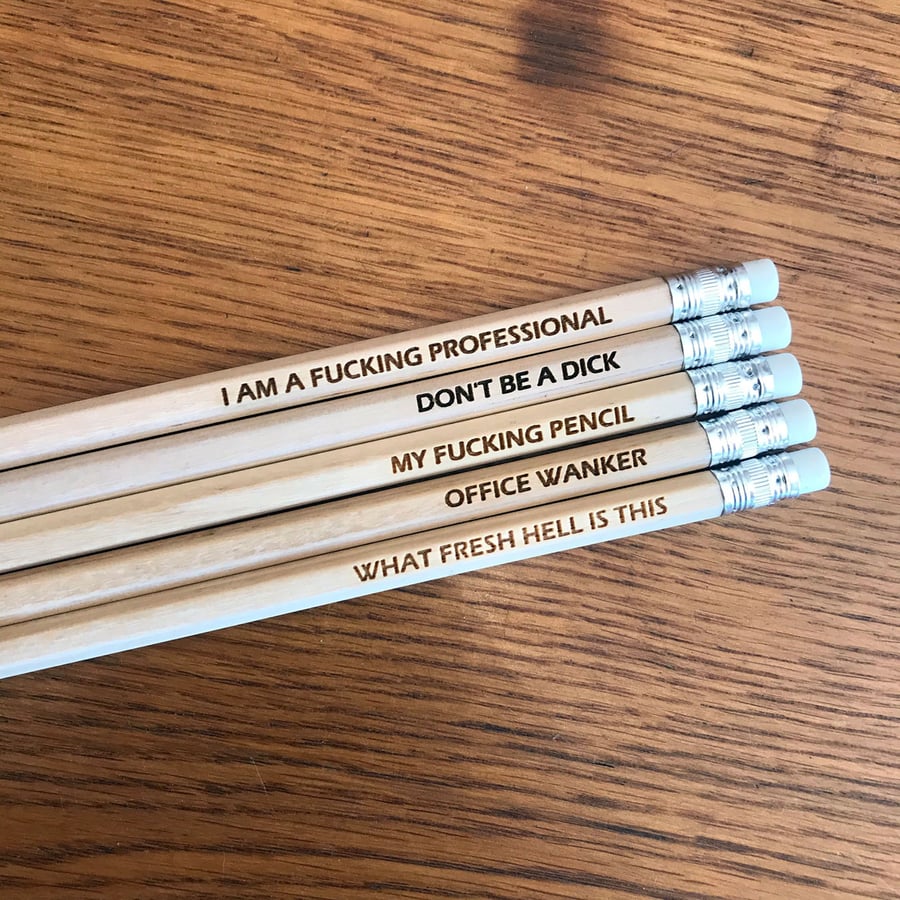 Novelty Adult Rude Pencils - MATURE Swear Pencils - Funny Office Novelty Joke Gi