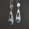 Turquoise Earrings, Argentium Silver Earrings, Handmade Earrings, Made in the UK