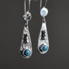 Turquoise Earrings, Argentium Silver Earrings, Handmade Earrings, Made in the UK