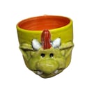 Mug, Fungus the BogeyMan Chartreuse Green and Orange Stoneware Ceramic Mug.