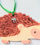 Hedgehog in wood with heart charm  hand painted co cute - Image 1