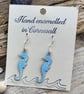 Hand enamelled seahorse earrings 