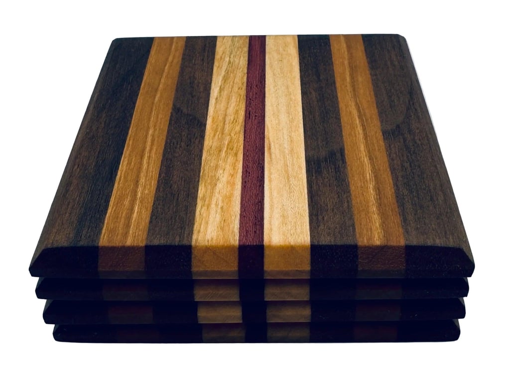Coasters - Walnut, Cherry, Maple & Purple Heart