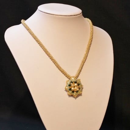 Green and Gold Flower Pendant