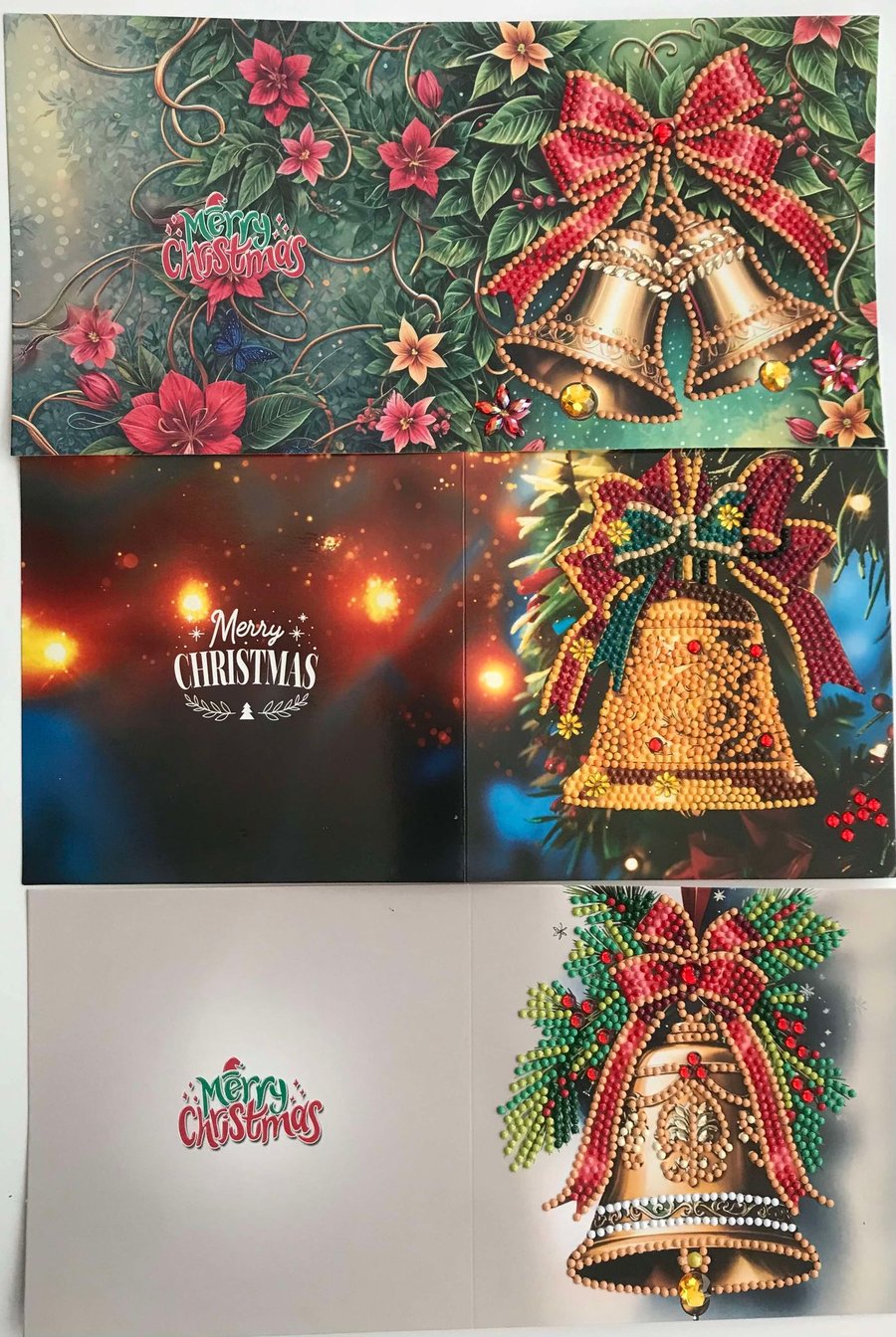 Bunch- three  Diamond Art Cards - Bell decoration