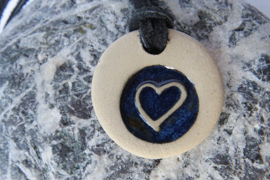 Friendship Blue Heart Ceramic Necklace