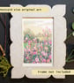 Little pink flower meadow drawing, original art letterbox gift, small drawing