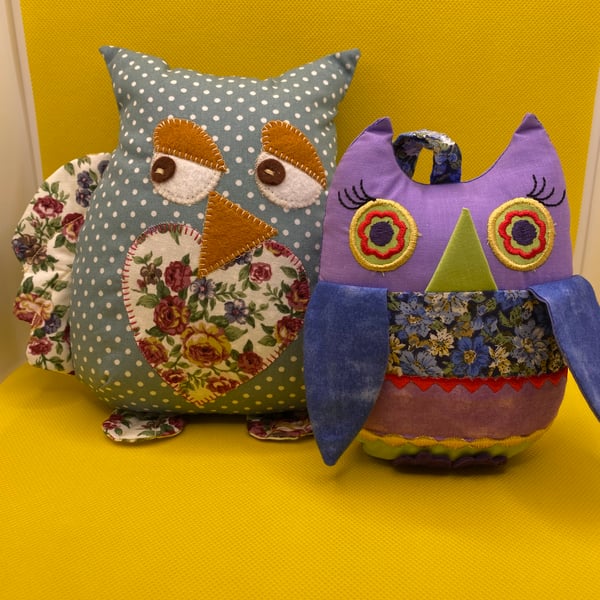Fabric Owl Pincushion for a Stitcher to Use or Decorate Their Workroom. 