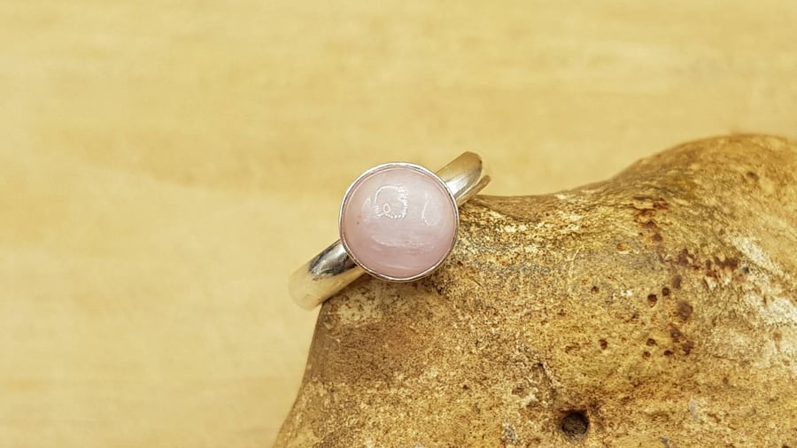 Pink Kunzite adjustable ring. 925 sterling silver rings for women