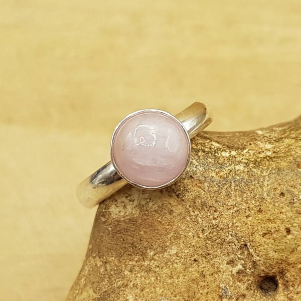 Pink Kunzite adjustable ring. 925 sterling silver rings for women