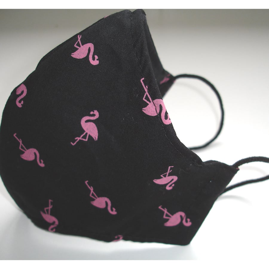 Flamingo Face Mask Pink and Black