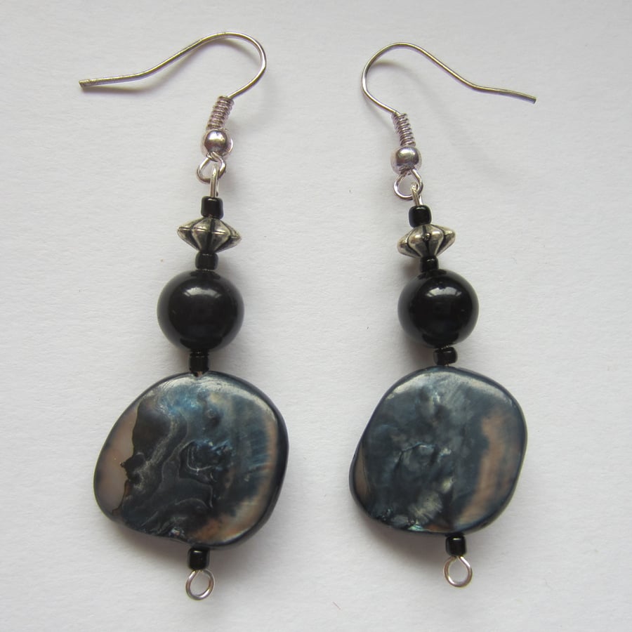 Black and Silver Bead Earrings