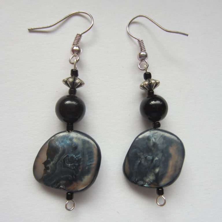 Black and Silver Bead Earrings