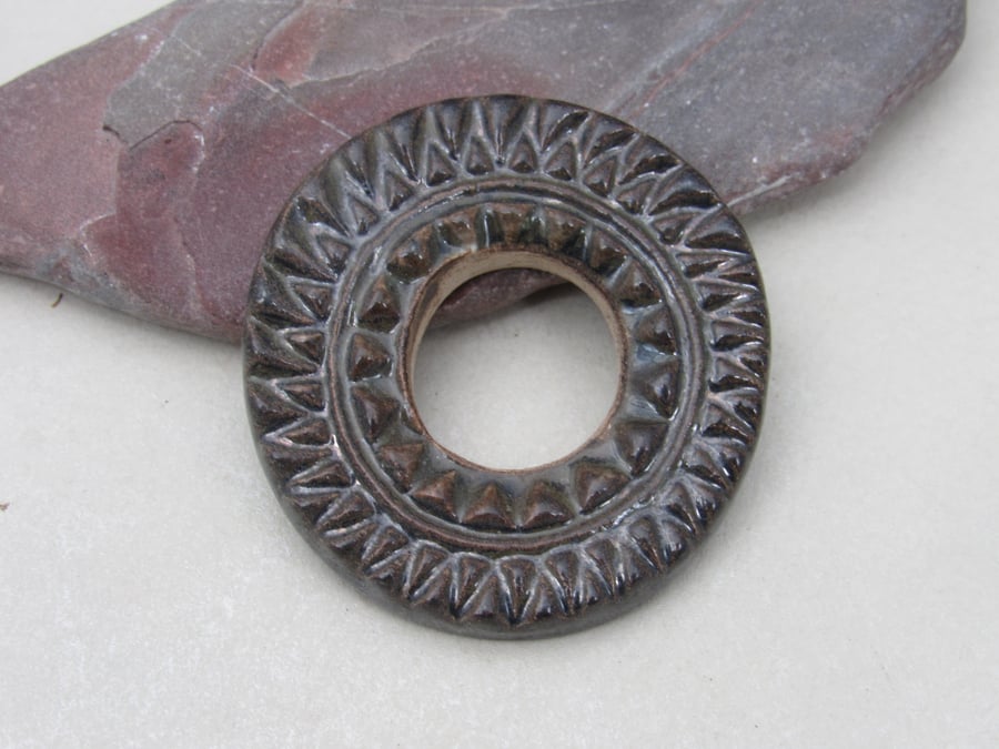 Chunky Obsidian Ceramic Pendant Loop Connector