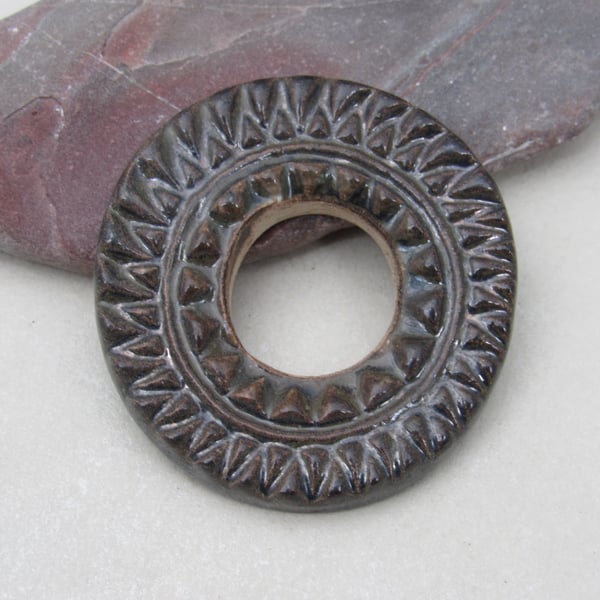 Chunky Obsidian Ceramic Pendant Loop Connector