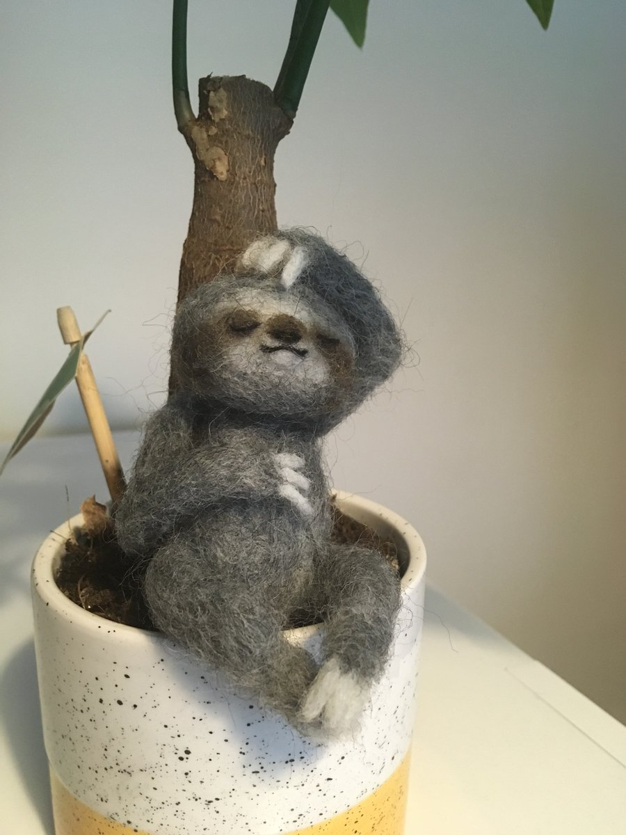 Needle Felted Sleepy Sloth