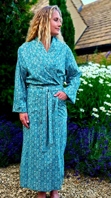 Handmade Liberty Fabric Dressing Gown – Authentic Tana Lawn Luxury Robe 