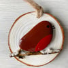 SALE-Rustic hanging wood slice Robin Christmas decoration