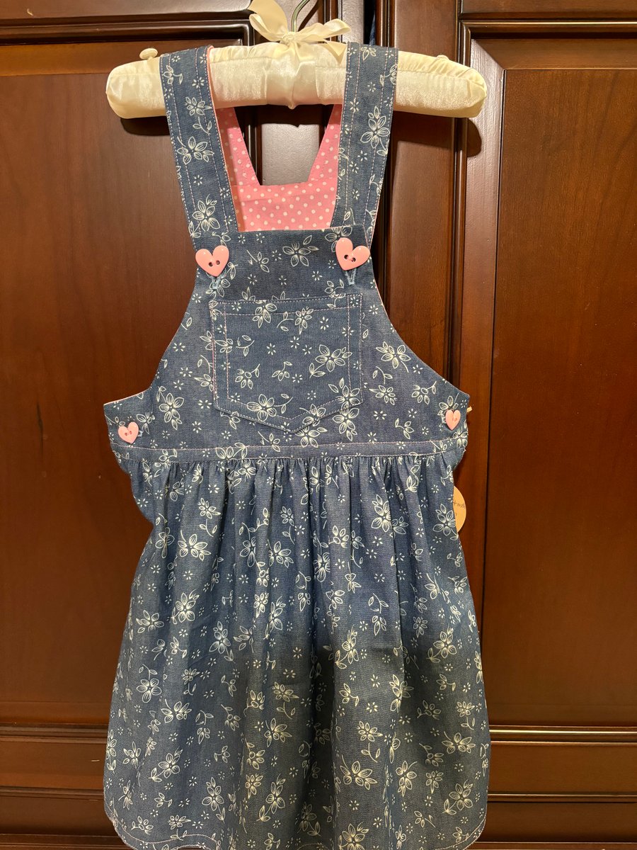 Flower Print Baby Denim Pinafore