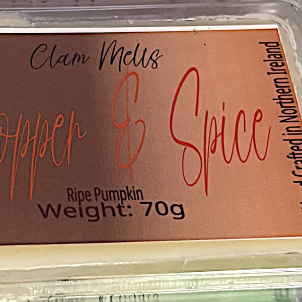 Copper & Spice Highly Scented Hand crafted Soy Wax Clam Melt