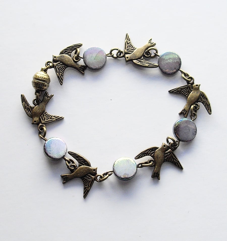 Bronze plate Bird Bracelet