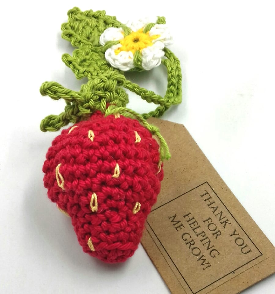 Crochet Strawberry Hanger - Thank You