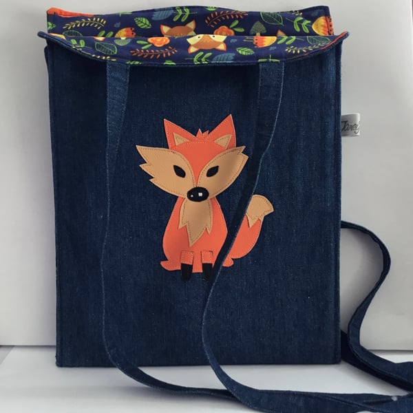 Denim post style denim bag.