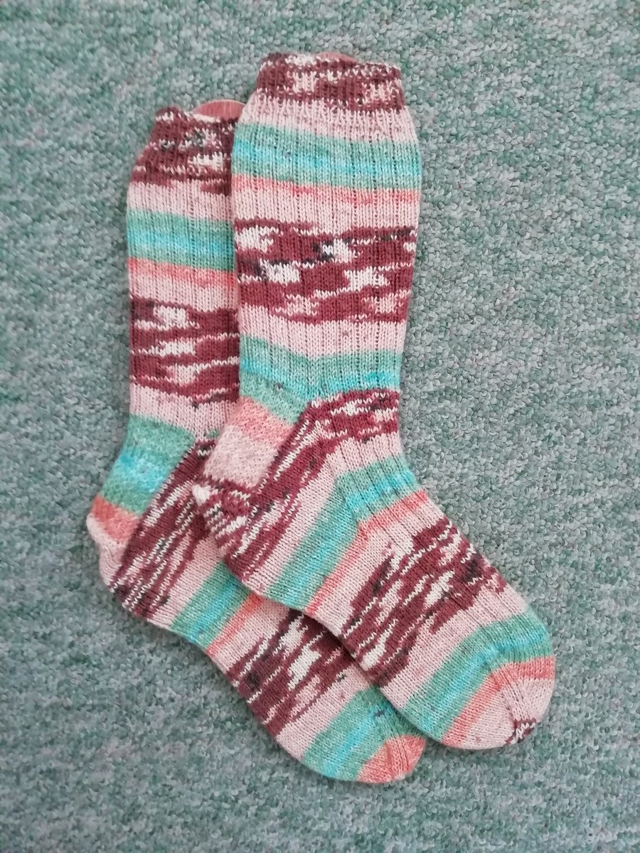 Socks, hand knitted, LARGE, adult size 9-11