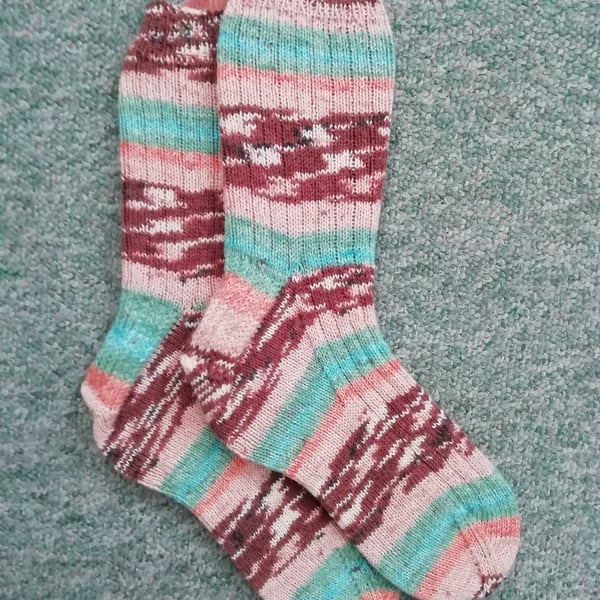 Socks, hand knitted, LARGE, adult size 9-11