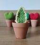 Crocheted plants in terracotta pot; Hoya, Snake Plant and Cactus - Image 2