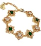 Emerald Green Crystal Gold Bracelet, Vintage Regency Fairycore Style - Image 3