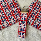 Rose and Hubble cotton fabric Union Jack Patriotic Handmade key fob coasters