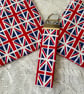 Rose and Hubble cotton fabric Union Jack Patriotic Handmade key fob coasters