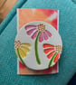 Handmade Ceramic Echinacea brooch, Hand Made Pottery Badge - Image 5