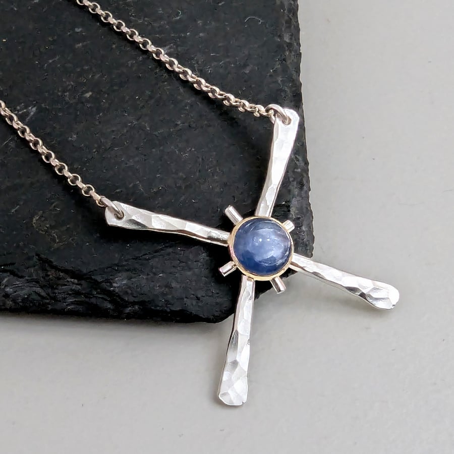 GOLD & Silver  Kyanite Pendant, Handmade Urban Jewellery