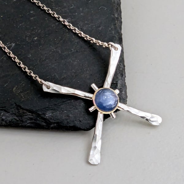 GOLD & Silver  Kyanite Pendant, Handmade Urban Jewellery
