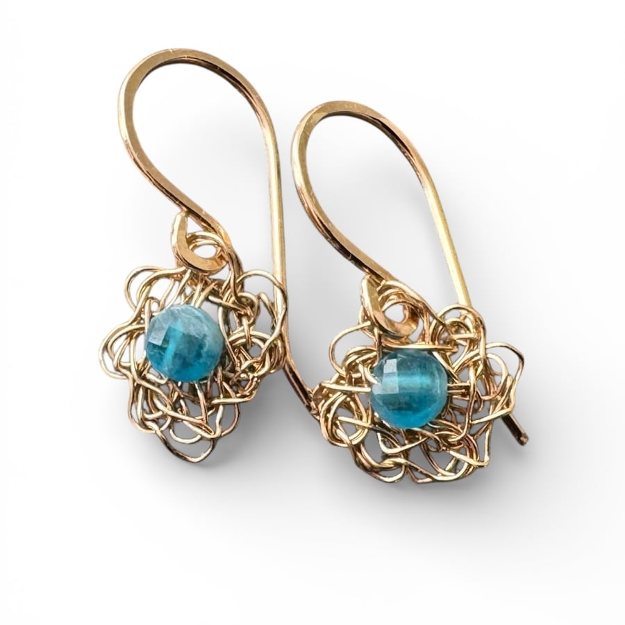 Gold Filled Crochet Apatite Earrings
