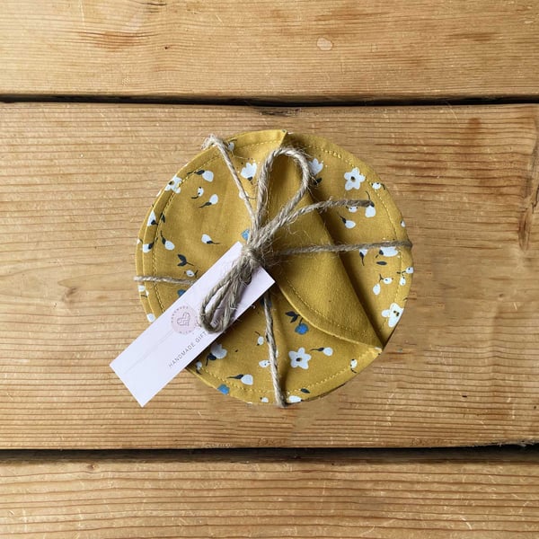 Fabric Coasters, 6 Set, Handmade Coasters, Cotton Coasters. Floral-COAST-16