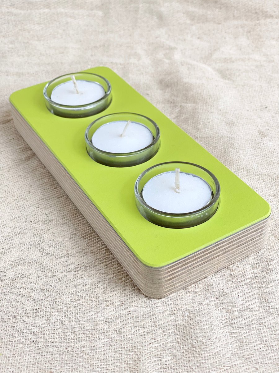 Ply and linoleum tea light holder
